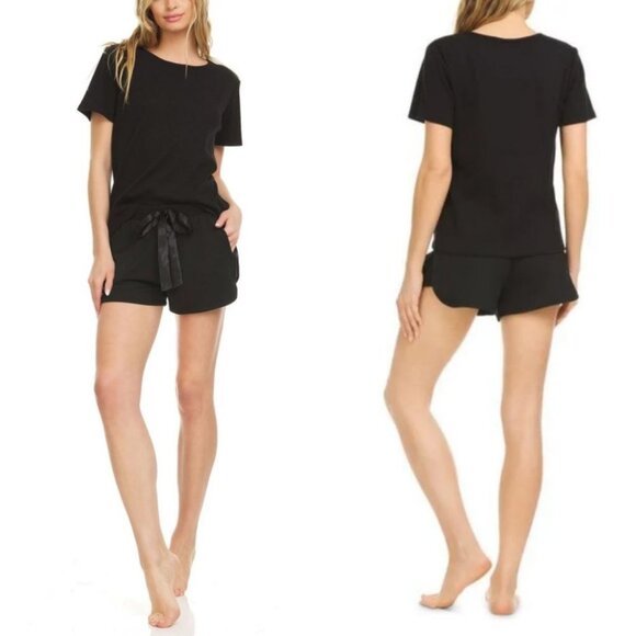 NEW Flora Nikrooz Black Crew Neck Tee Raven Knit Size Large Loungewear Minimal L - Picture 2 of 9